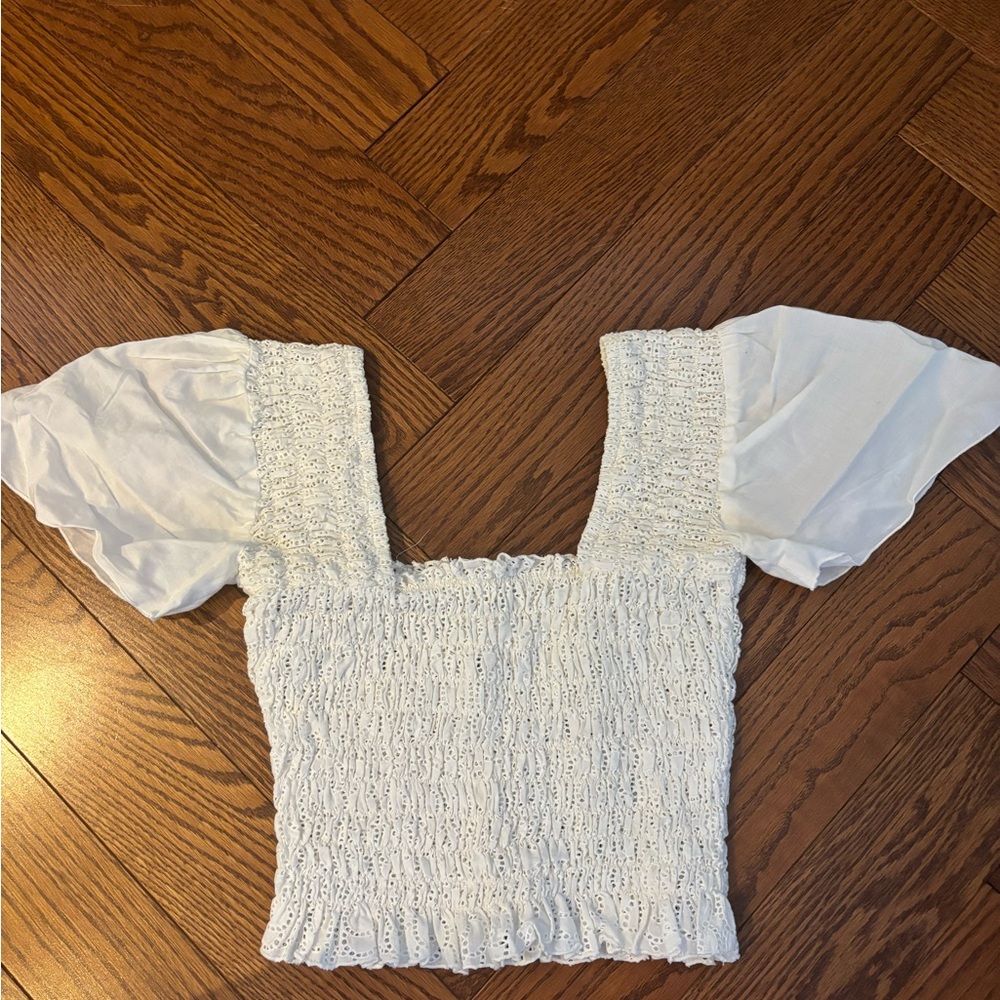 White Smocked Women's Top